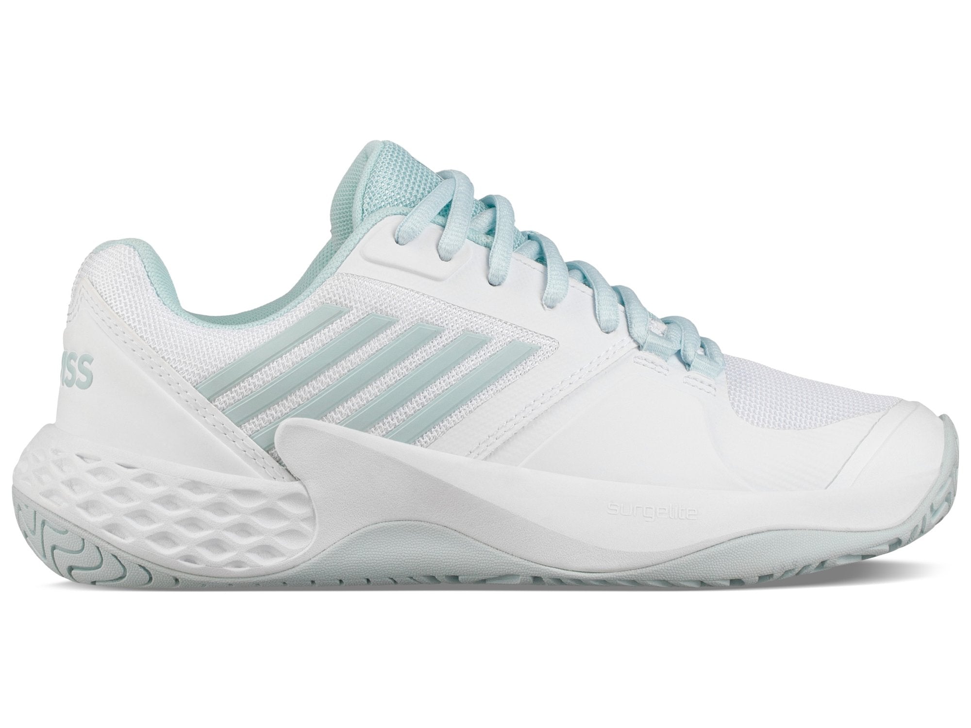 Hvid Swiss Womens Aero Court Padelsko White Light Blue - K-swiss Padel  - 192935161229